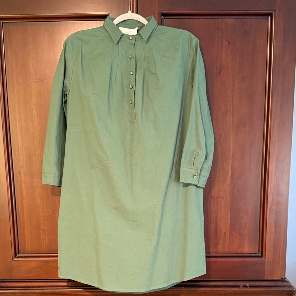 Women’s Pomander Place Green Casual Button Down Shirt Dress